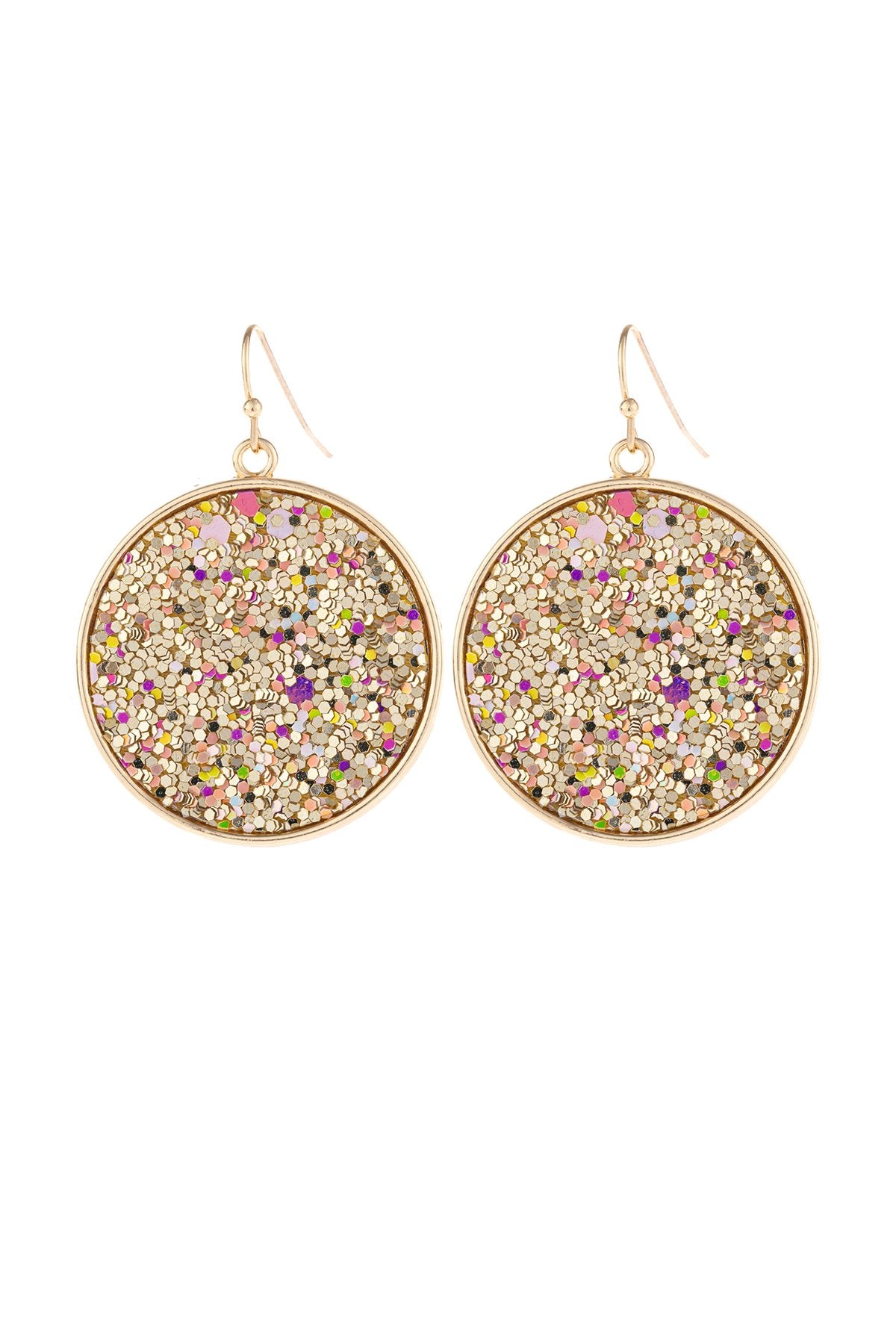 Riah Fashion - Disc Sequin Leather Drop Earrings - 8 COLORS -