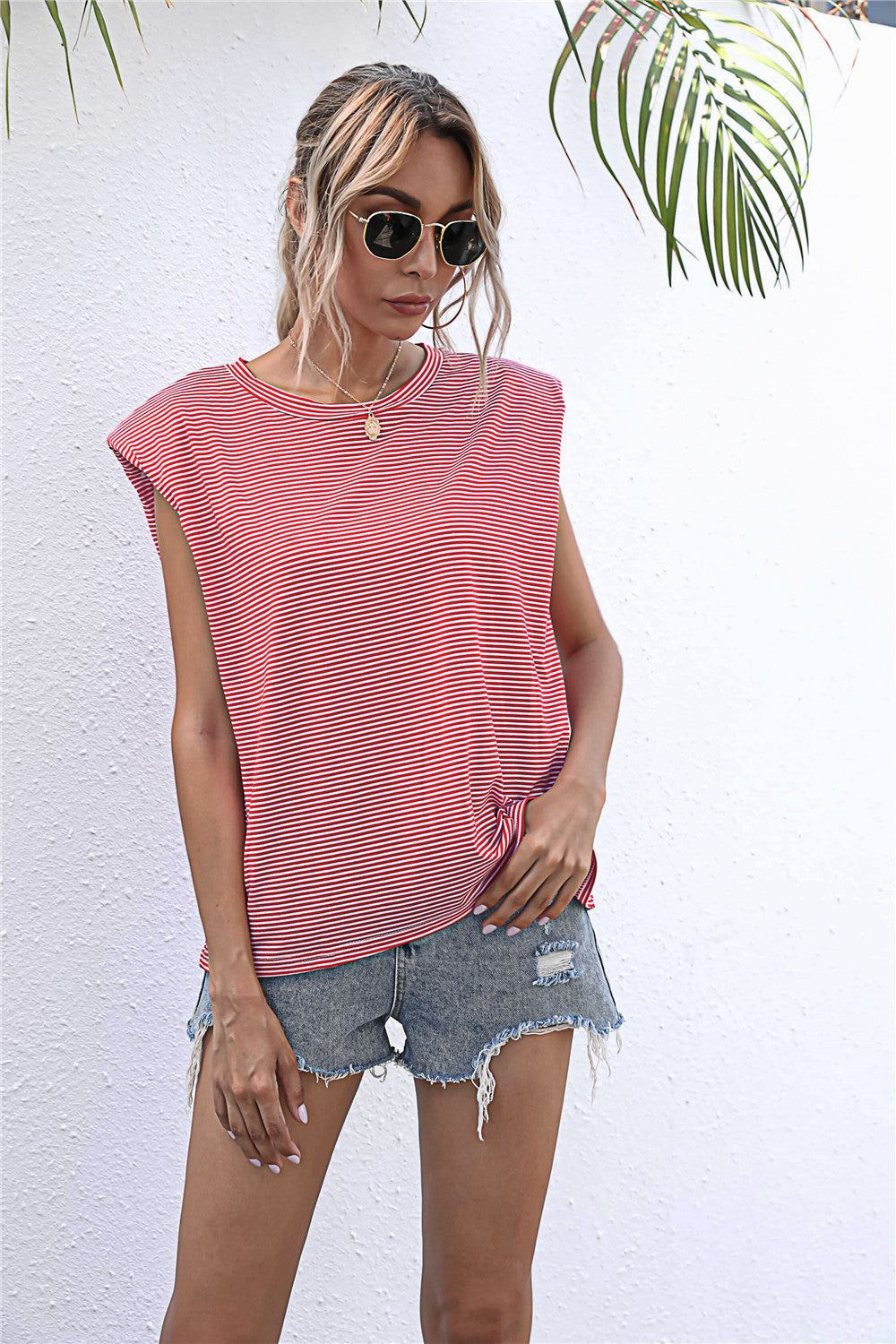 Round Neck Cap Sleeve Tee - T - 6 COLORS -