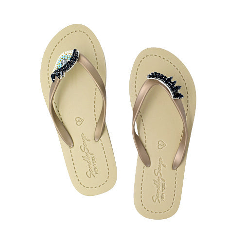 SAND BY SAYA N.Y.  - Eyes - Embroidered Flat Flip Flops Sandal - 4 COLORS -