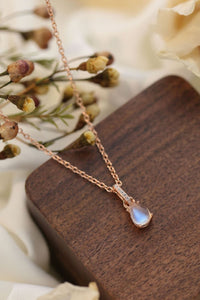 Thumbnail for Natural Moonstone Teardrop Pendant 925 Sterling Silver Necklace - T - 3 FINISHES -