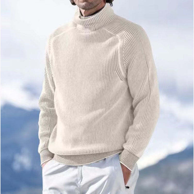 Men's high collar casual long sleeve knitted top - K - 5 COLORS -