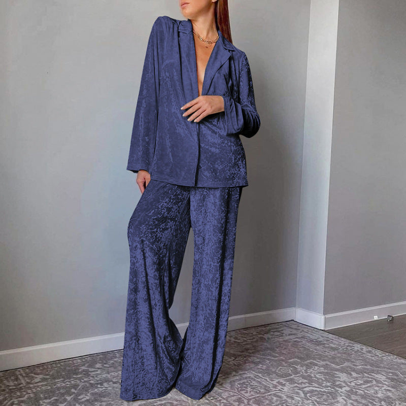 Warm thickened velvet pajamas, long sleeves and trousers two-piece set - 2 PCS. - K - 3 COLORS -