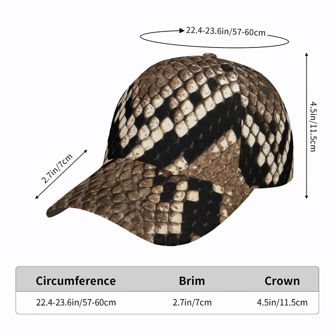 OOTO - SNAKE SKIN (PRINT) - HC_T9 Curved Brim Baseball Cap - 1 COLOR -