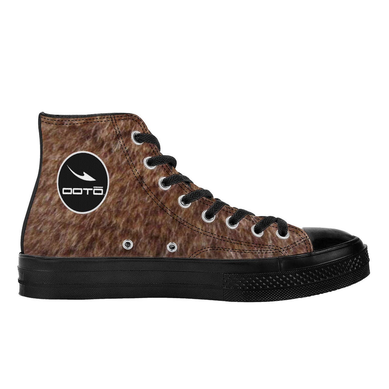 OOTO - YETI? (fur print) - High Top Canvas Shoes - Black soles - 1 COLOR -