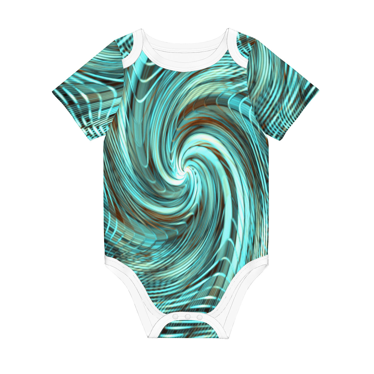 OOTO - GREEN REALITY AQUATIC PHASE - HC_C3 All-Over Print Short Sleeve Baby One-Piece - 1 COLOR -