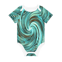 Thumbnail for OOTO - GREEN REALITY AQUATIC PHASE - HC_C3 All-Over Print Short Sleeve Baby One-Piece - 1 COLOR -