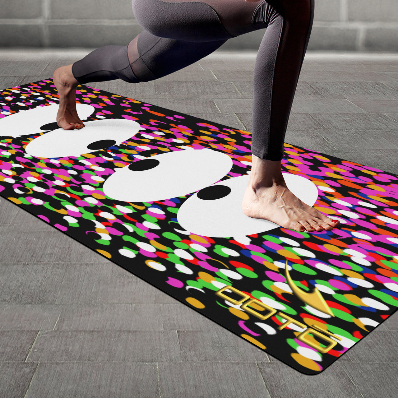 OOTO - Yoga Mat - Dueling eyes on dotted plain