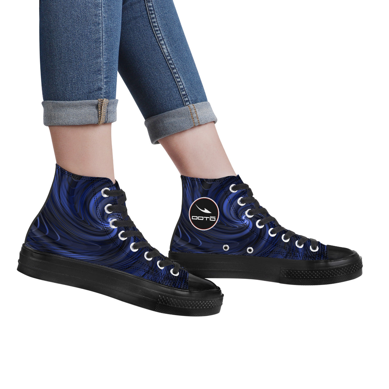 OOTO - GREEN REALITY BLUE SHIFT - SF_D71 High Top Canvas Shoes - Black soles - 1 COLOR -