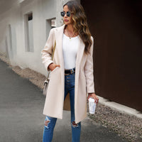 Thumbnail for Women's woolen coat solid color temperament commuter cardigan coat - K - 3 COLORS -