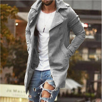 Thumbnail for Men's coat mid-length slim fit large size windbreaker casual jacket - K - 5 COLORS -