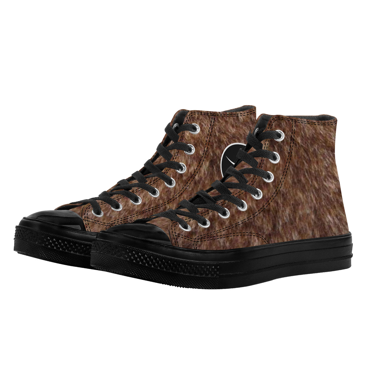 OOTO - YETI? (fur print) - High Top Canvas Shoes - Black soles - 1 COLOR -