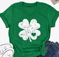 Thumbnail for Women's St. Patrick's Day lucky shamrock print T-shirt - K - 1 COLOR -