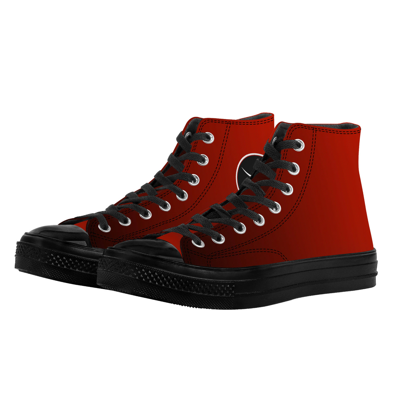 OOTO - RED TO BLACK - SF_D71 High Top Canvas Shoes - Black soles - 1 COLOR -