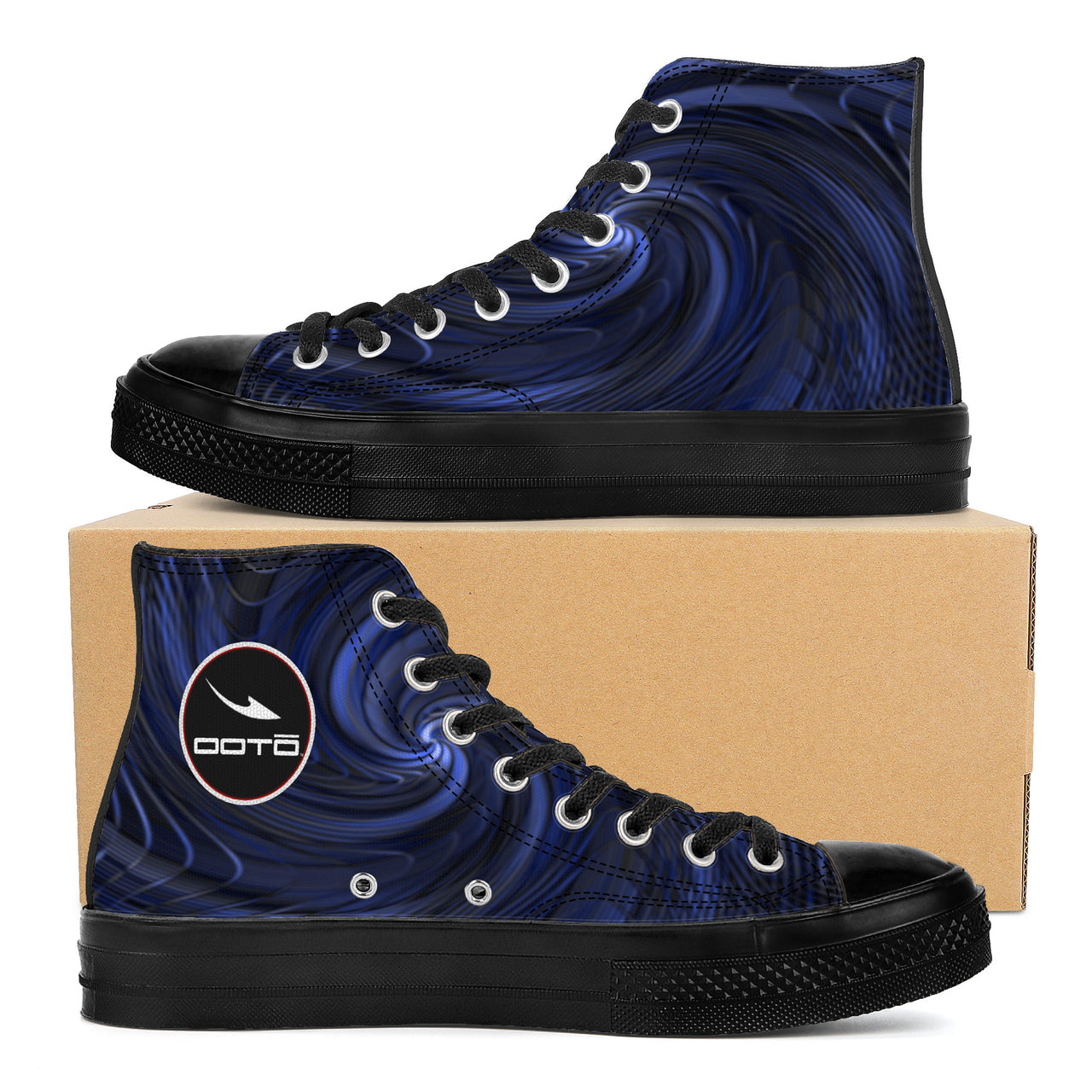 OOTO - GREEN REALITY BLUE SHIFT - SF_D71 High Top Canvas Shoes - Black soles - 1 COLOR -