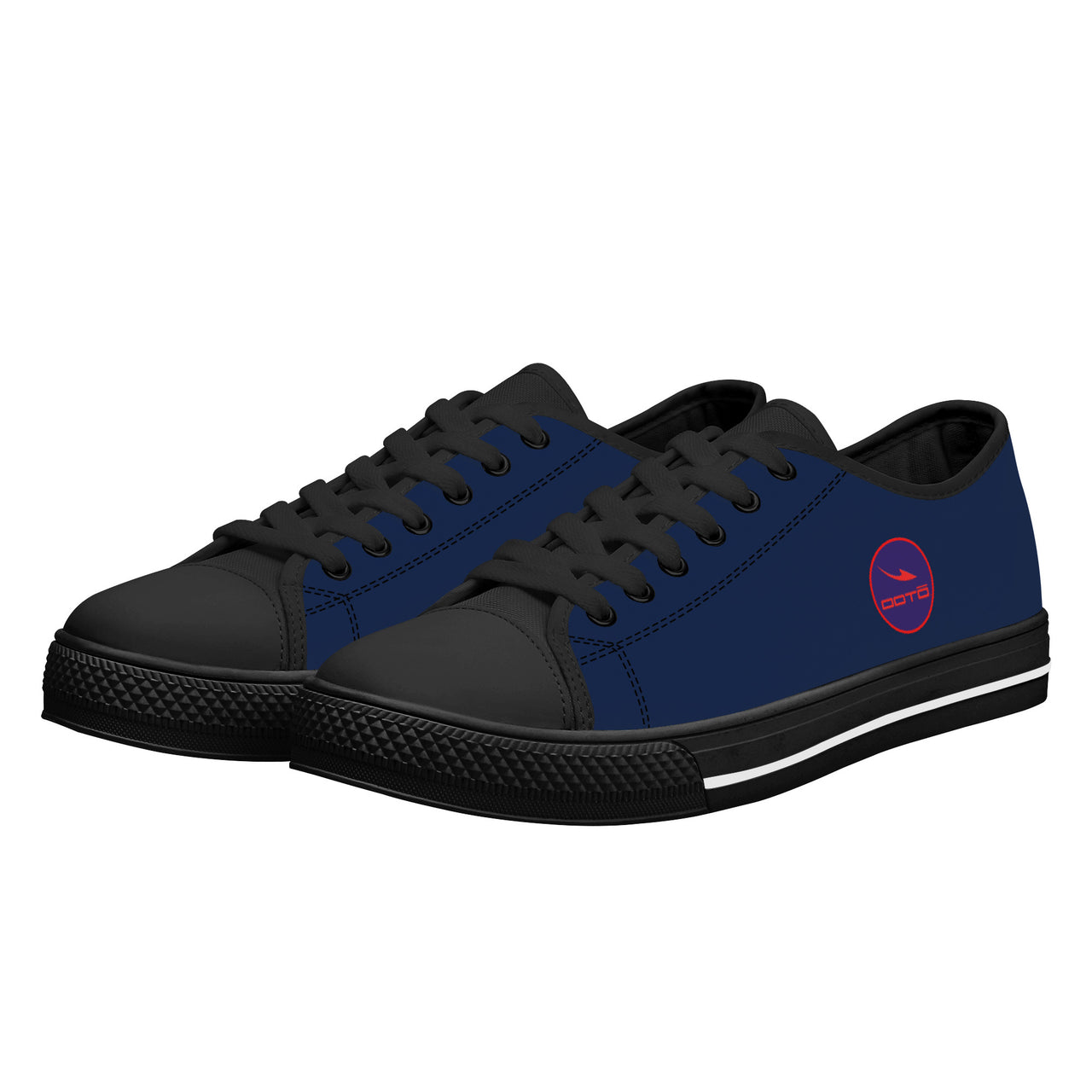 OOTO -  Low-Top Canvas Shoes - CLASSIC B & R - Black soles - 1 COLOR -