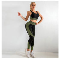 Thumbnail for Women's Halter Neck Yoga Tank Top + High Waist Tight Yoga Pants Two-Piece Set - 2 PC. SET - K - 3 COLORS -