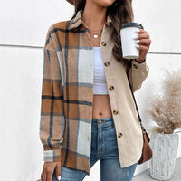 Thumbnail for Women's autumn new long-sleeved plaid color block jacket - K - 1 COLOR -