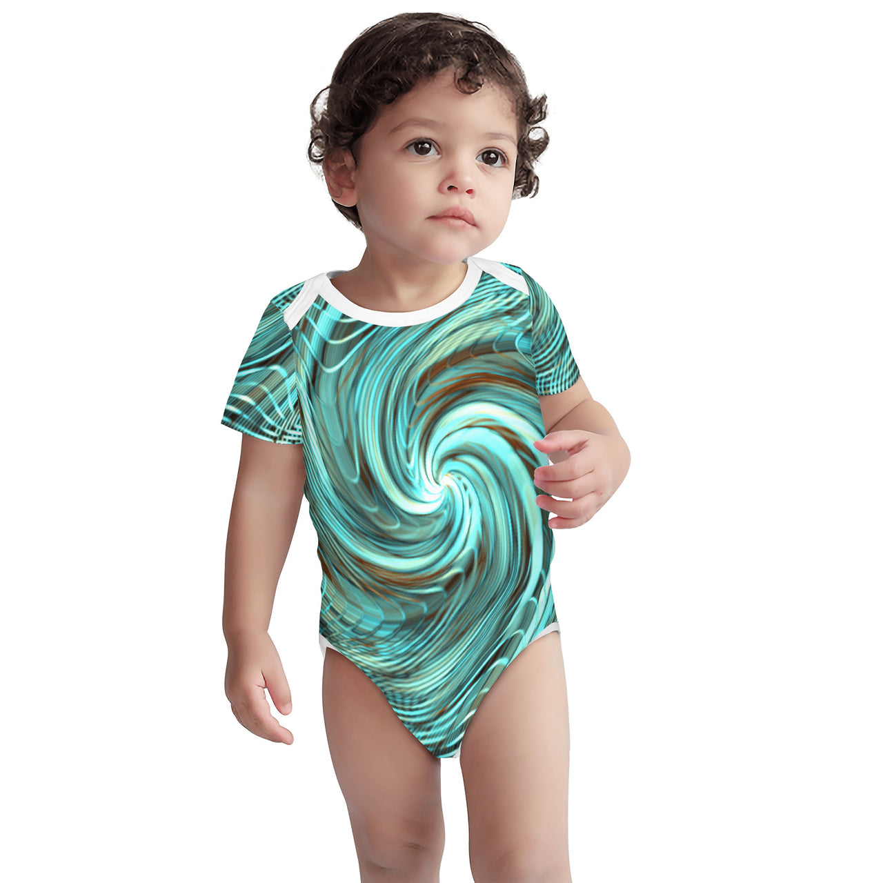 OOTO - GREEN REALITY AQUATIC PHASE - HC_C3 All-Over Print Short Sleeve Baby One-Piece - 1 COLOR -