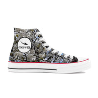 Thumbnail for OOTO - BLOSSOMS - D70 High Top Canvas Shoes - White soles - 1 COLOR -