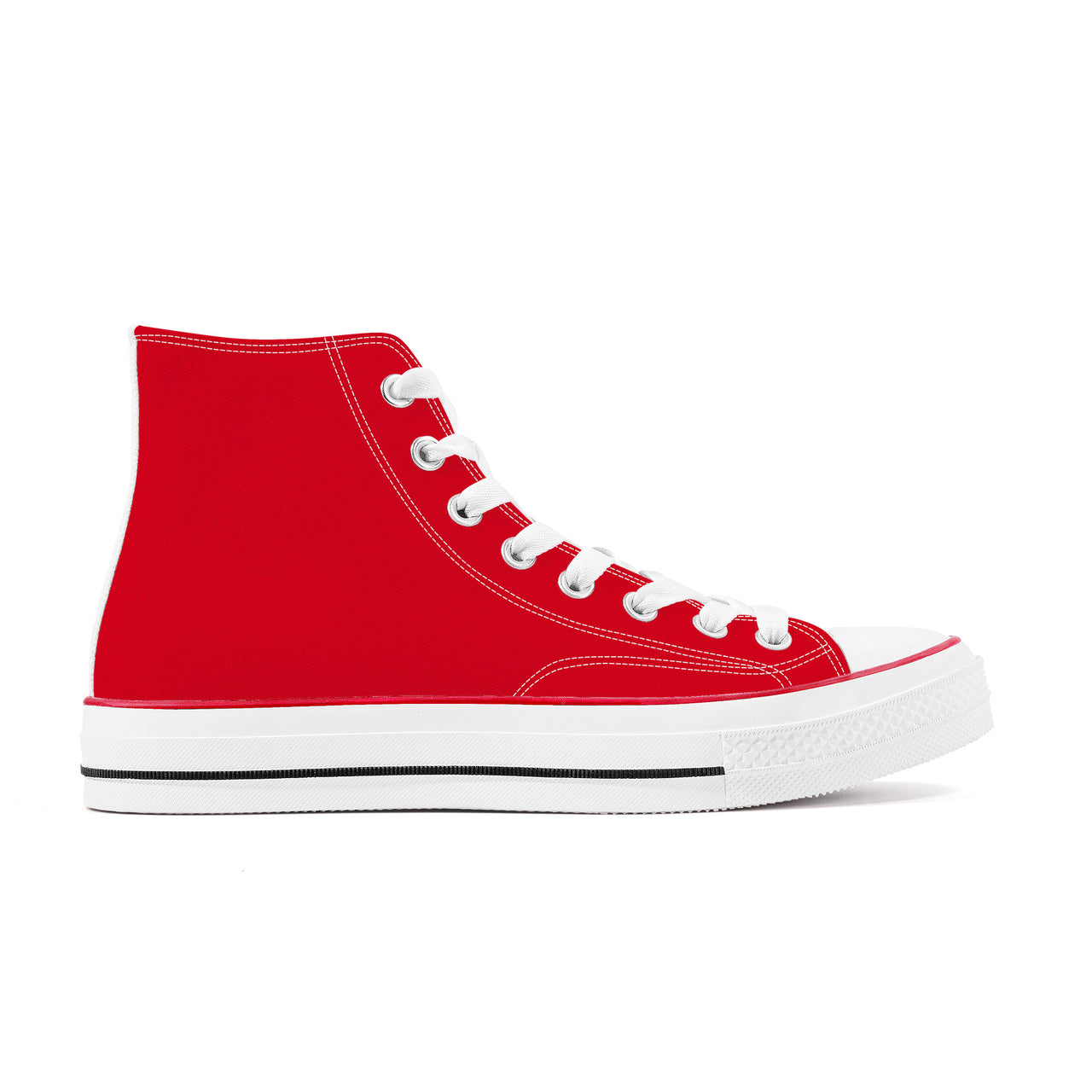 OOTO - D70 High Top Canvas Shoes - RED ENDEAVOR - DASH EN BLACK - White soles - 1 COLOR -