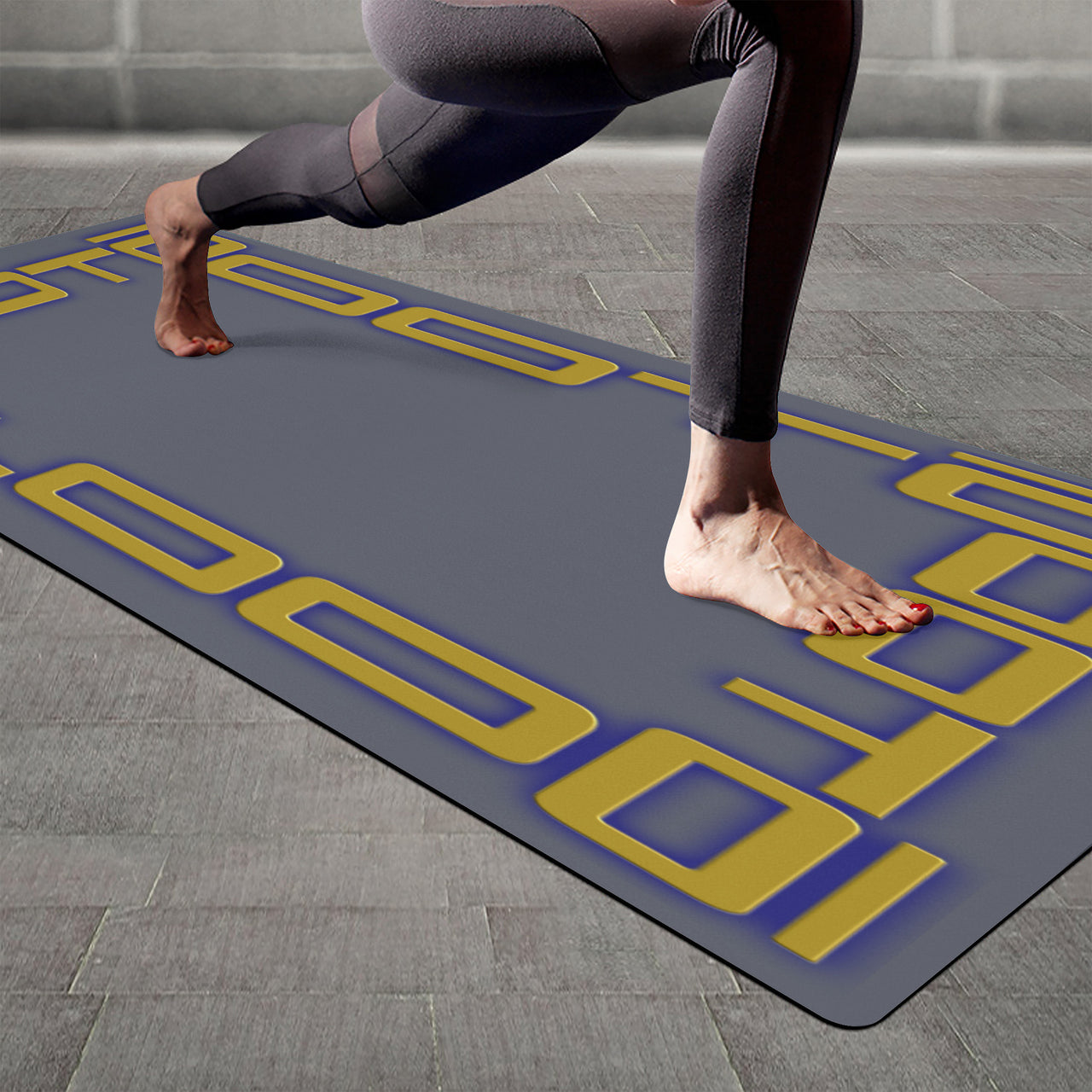 OOTO - Yoga Mat - Gold / Blue frame on gray