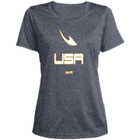 Thumbnail for USA OOTO DASH EN WHITE STRETCH - MZ OG - LST360 Ladies' Heather Scoop Neck Performance Tee - 6 COLORS -