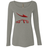 Thumbnail for DASH EN DARK RED DISTORTED 3D PRINT - NL6731 Ladies' Triblend LS Scoop 2 COLORS -