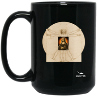 Thumbnail for DAVINCIS' VITRUVIAN MEETS MONA X OOTO - BM15OZ 15 oz. Black Mug - 1 COLOR -