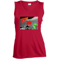 Thumbnail for AL - Hello from THE MOON - selfie - postcard - LST352 Ladies' Sleeveless V-Neck Performance Tee - 4 COLORS -