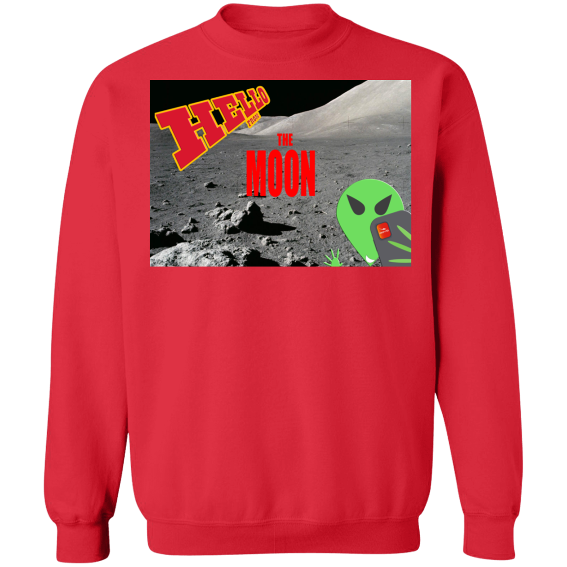 AL - Hello from THE MOON - selfie - postcard - Z65x Crewneck Pullover Sweatshirt - 5 COLORS -