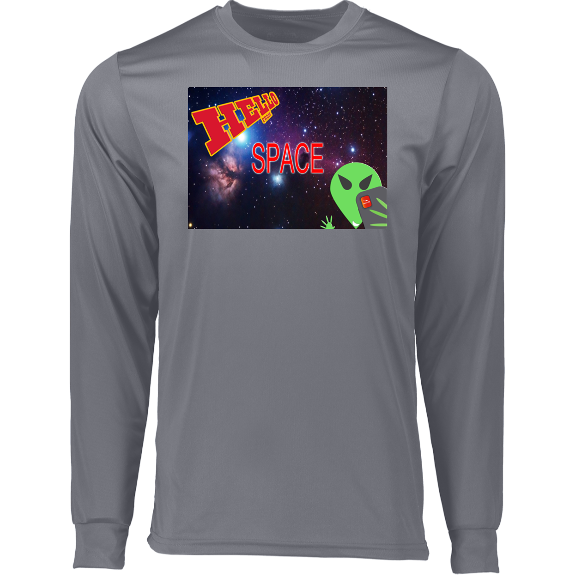 AL - Hello from SPACE - selfie - postcard  - 788 Long Sleeve Moisture-Wicking Tee - 4 COLORS -