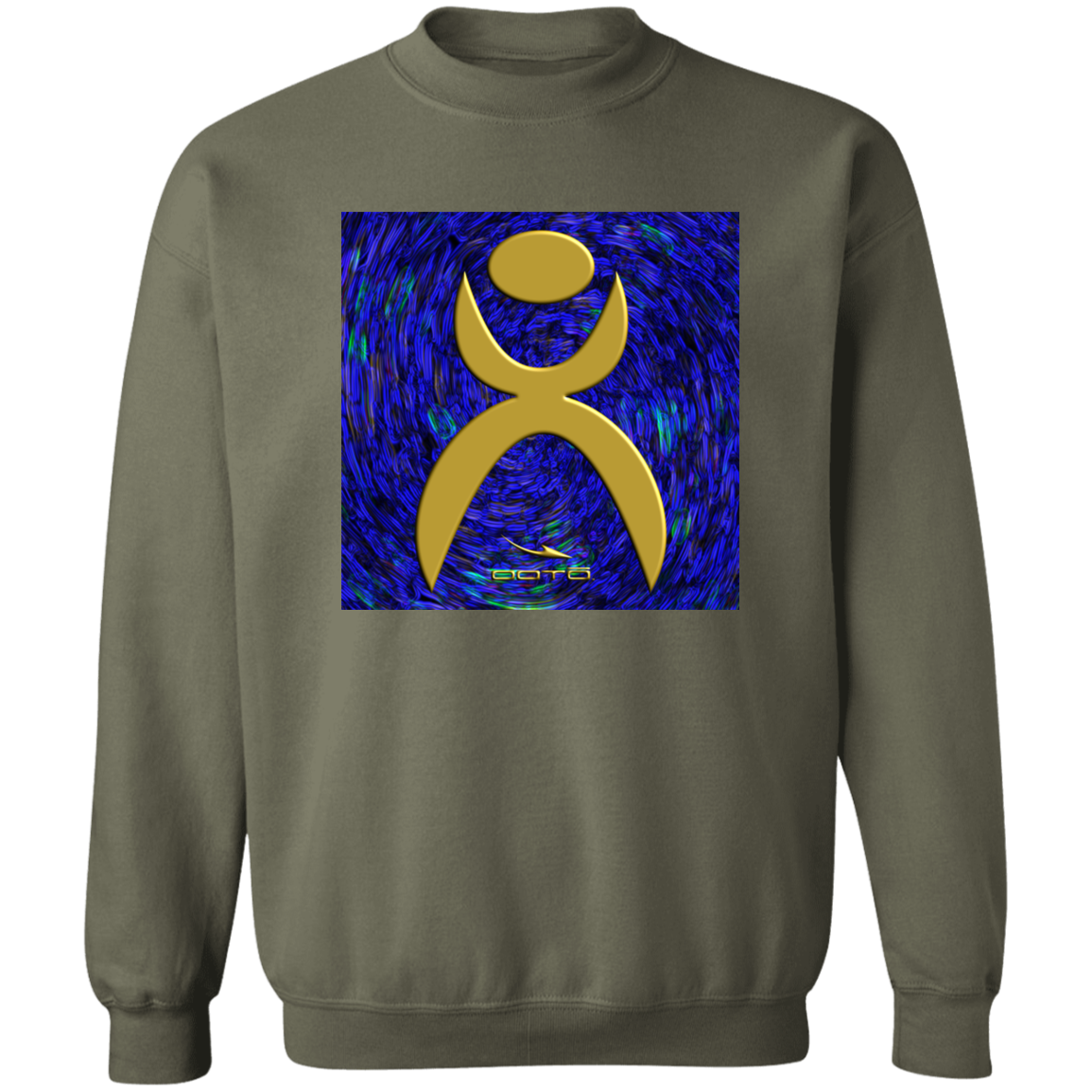 OOTO - GLYPHIC EN GOLD OVER PLASMATIC STORM - G180 Crewneck Pullover Sweatshirt - 5 COLORS -