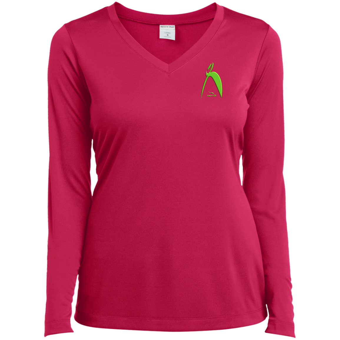 BIG STEPPIN GLYPHIC EN LIME 3D PRINT - SM LST353LS Ladies’ Long Sleeve Performance V-Neck Tee - 4 COLORS -