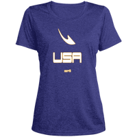 Thumbnail for USA OOTO DASH EN WHITE STRETCH - MZ OG - LST360 Ladies' Heather Scoop Neck Performance Tee - 6 COLORS -