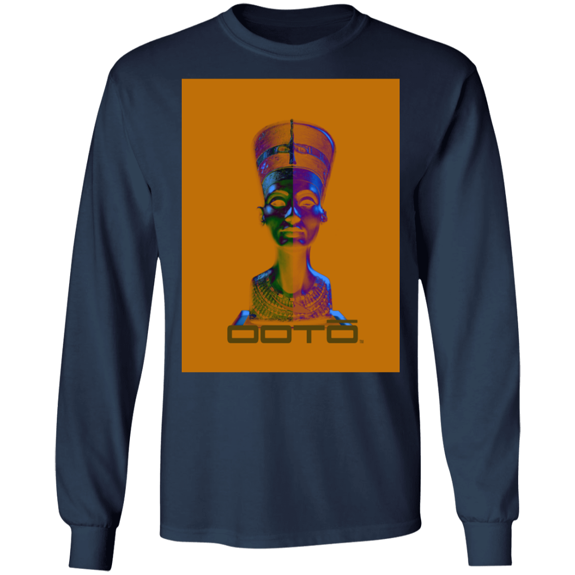 NEFERTITI X ANCIENT ARTIST UNKNOWN X OOTO IN HALF YELLOW MET - G240 LS Ultra Cotton T-Shirt - 5 COLORS -