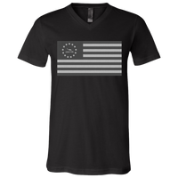 Thumbnail for HEAVENS TO BETSY - RETRO CANVAS FLAG - 3005 Unisex Jersey SS V-Neck T-Shirt - 4 COLORS -