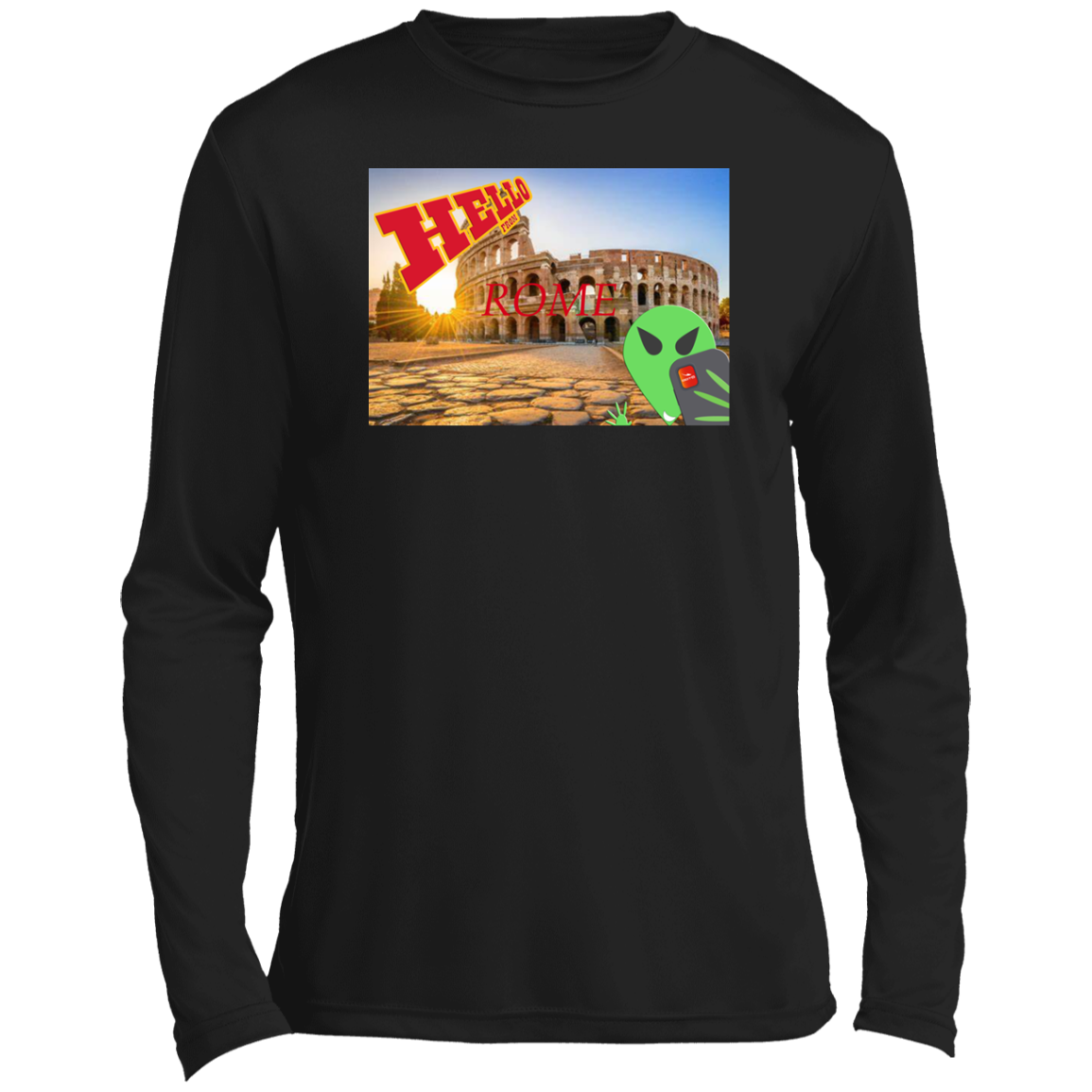 AL - Hello from ROME - selfie - postcard - ST350LS Men’s Long Sleeve Performance Tee - 4 COLORS -