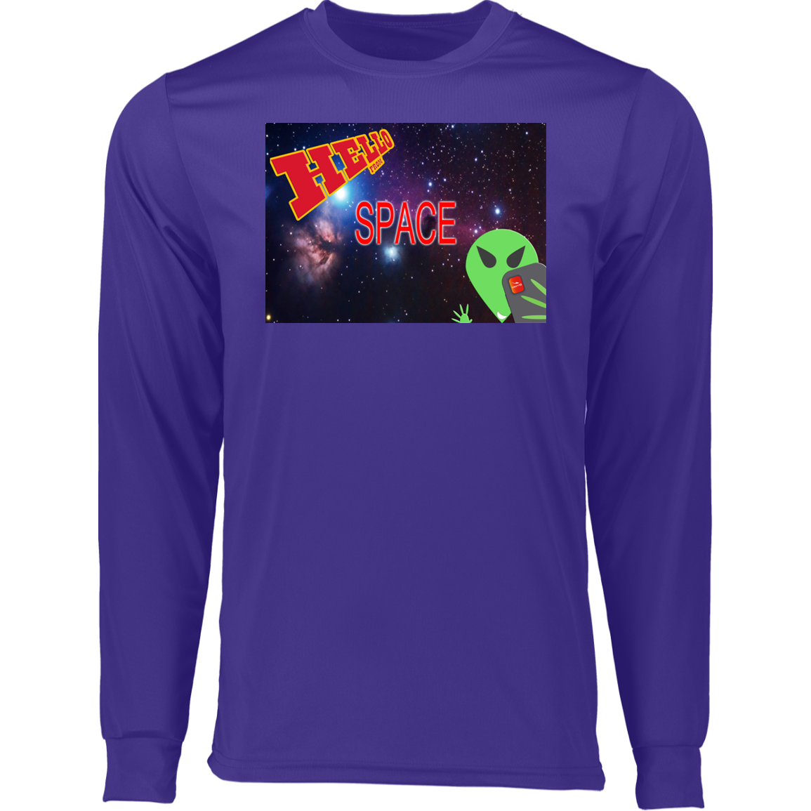 AL - Hello from SPACE - selfie - postcard  - 788 Long Sleeve Moisture-Wicking Tee - 4 COLORS -