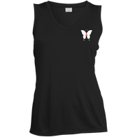 Thumbnail for BUTTERFLY EN WHITE -  RED GLYPHIC - LST352 Ladies' Sleeveless V-Neck Performance Tee - 1 COLOR -