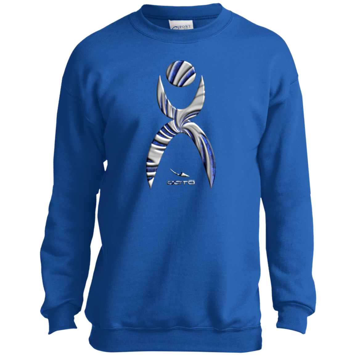 OOTO - GLYPHIC EN DEEP BLUE WITH NEW GALLACTIC FENCE - PC90Y Youth Crewneck Sweatshirt - 3 COLORS -