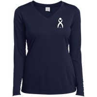 Thumbnail for GLYPHIC EN WHITE -  LST353LS Ladies’ Long Sleeve Performance V-Neck Tee - 7 COLORS -