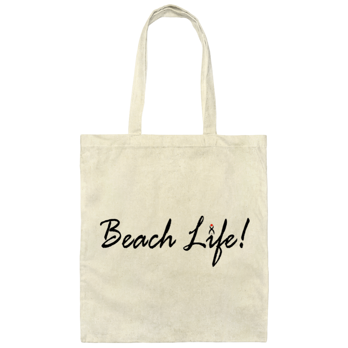 OOTO - "BEACH LIFE" WITH GLYPHIC BK RD - BE007 Canvas Tote Bag - 6 COLORS -