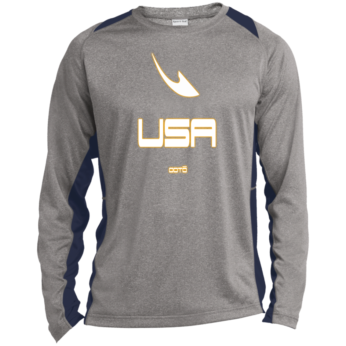 USA OOTO DASH EN WHITE STRETCH - MZ OG - ST361LS Long Sleeve Heather Colorblock Performance Tee - 7 COLORS -