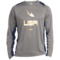 Thumbnail for USA OOTO DASH EN WHITE STRETCH - MZ OG - ST361LS Long Sleeve Heather Colorblock Performance Tee - 7 COLORS -