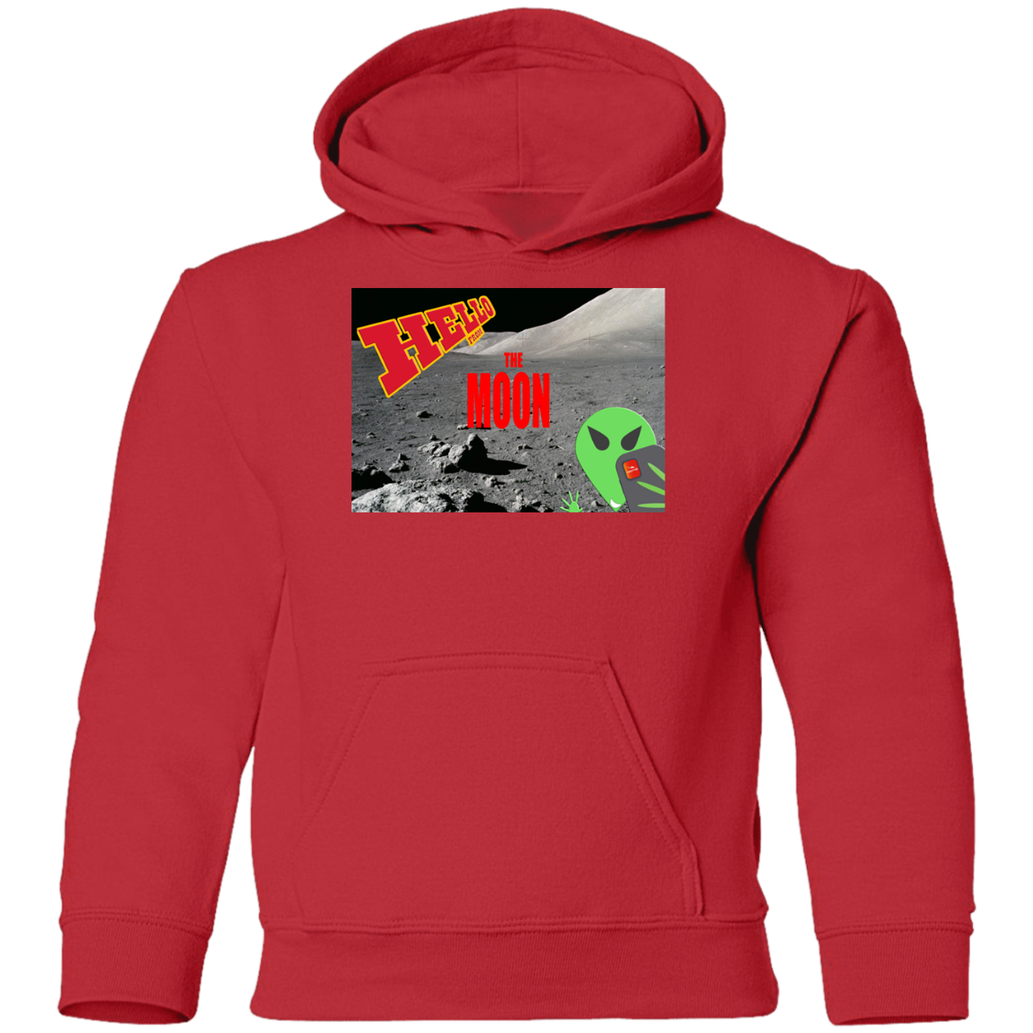 OOTO - AL Hello from THE MOON - selfie - postcard - G185B Youth Pullover Hoodie - 5 COLORS -