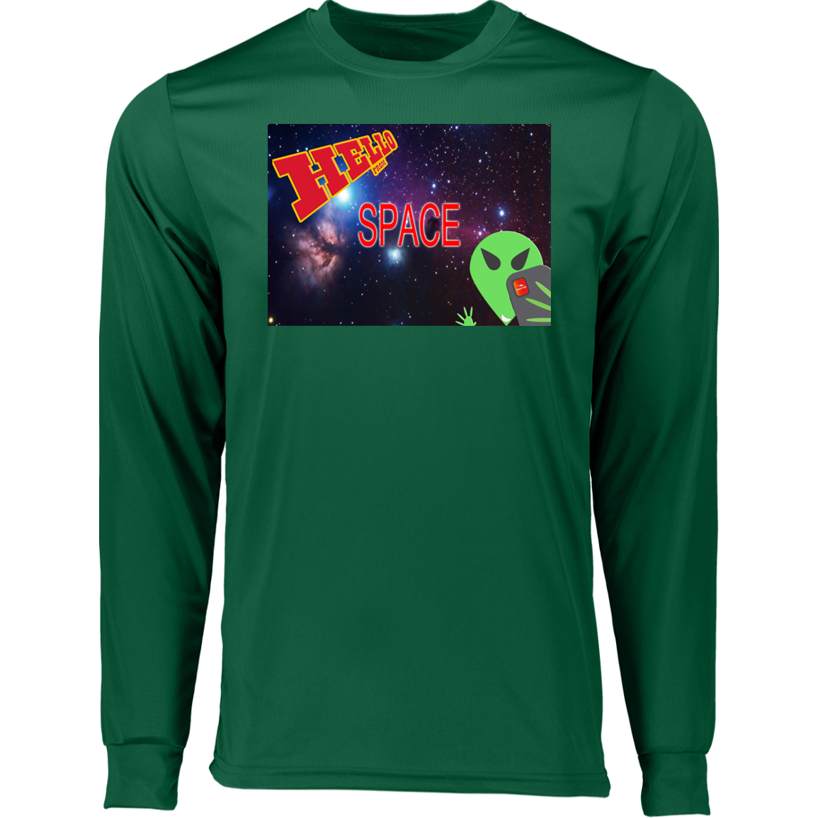 AL - Hello from SPACE - selfie - postcard  - 788 Long Sleeve Moisture-Wicking Tee - 4 COLORS -