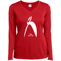 Thumbnail for BIG STEPPIN GLYPHIC EN WHITE -1 WT LST353LS Ladies’ Long Sleeve Performance V-Neck Tee - 7 COLORS -