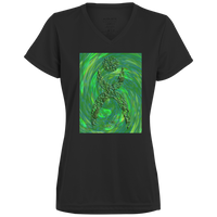 Thumbnail for GLYPHIC EN HALTED PHASE OVER GREEN STORM - 1790 Ladies’ Moisture-Wicking V-Neck Tee