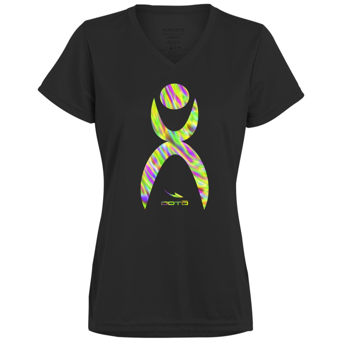 GLYPHIC EN NEON TIDE - 1790 Ladies’ Moisture-Wicking V-Neck Tee - 1 COLOR -