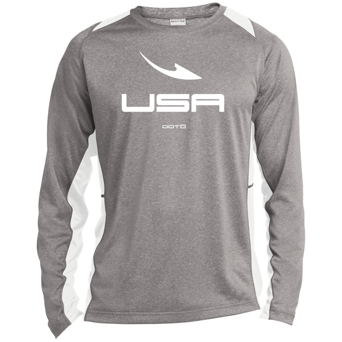 USA OOTO DASH EN  WHITE - ST361LS Long Sleeve Heather Colorblock Performance Tee - 4 COLORS -